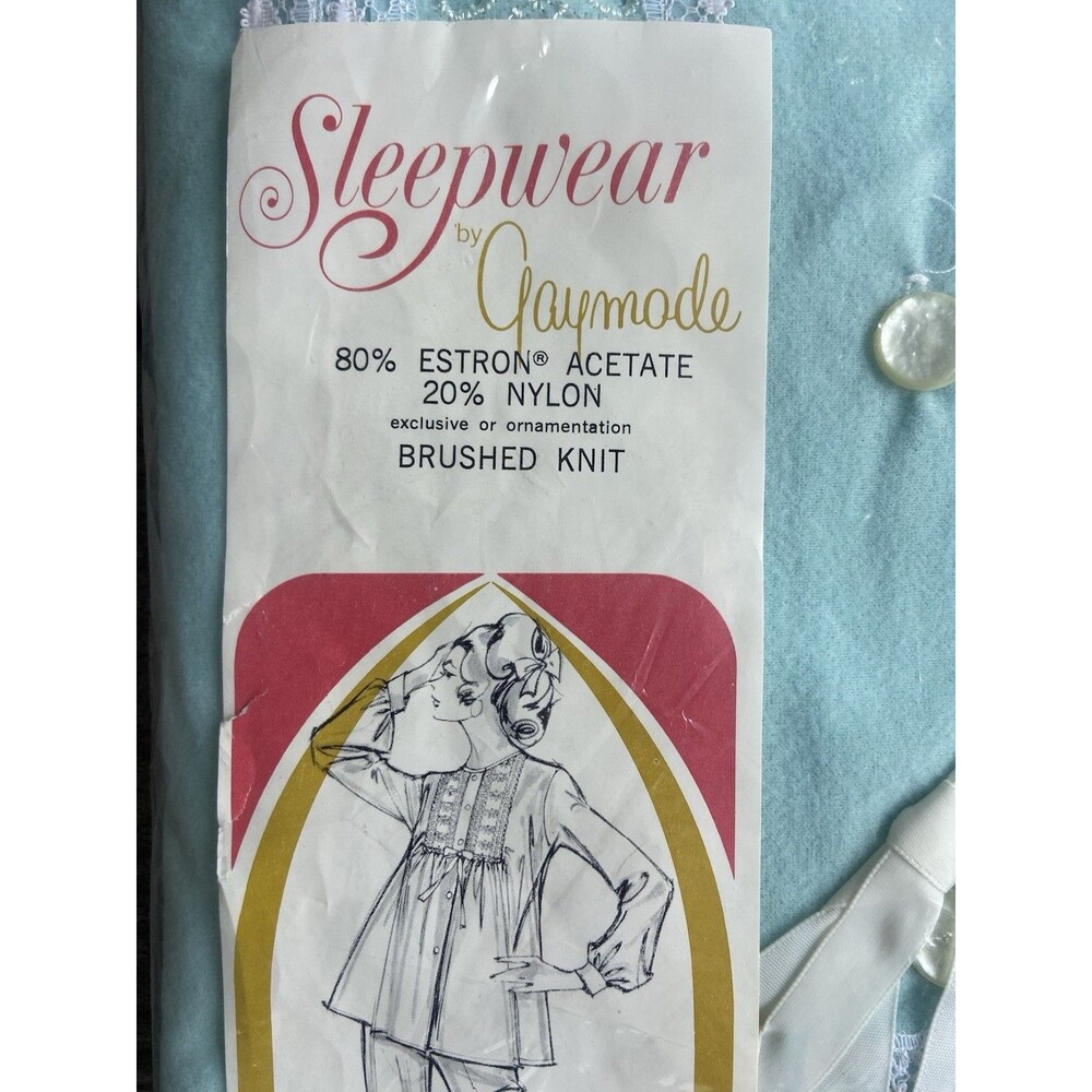 Vintage Gaymode Penney’s ILGWU Blue Pajama Set Size Large Cottage Grannycore - Picture 4 of 8